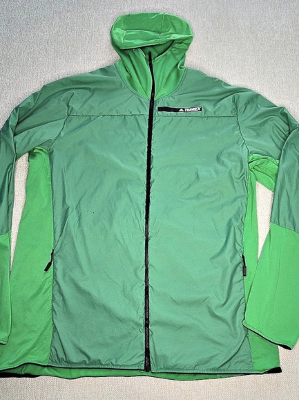 Adidas Terrex Men's 2XL Full Zip Hooded Jacket Green Hiking Outdoor Athletic